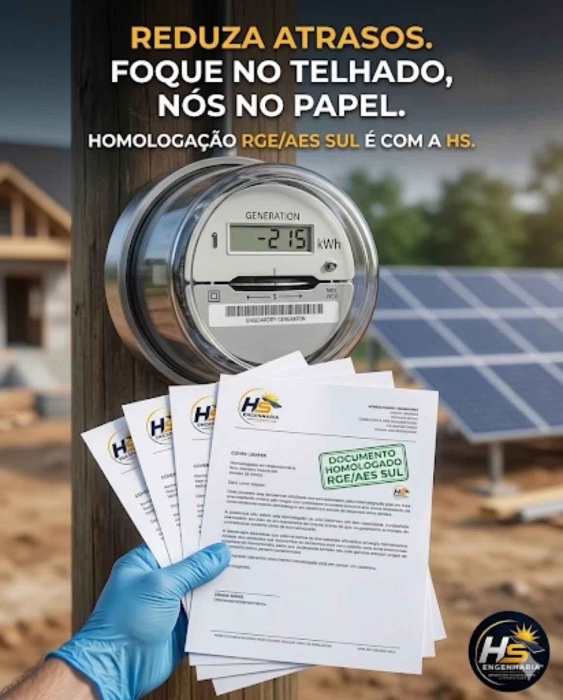 Reduza atrasos. Foque no telhado, nós no papel.